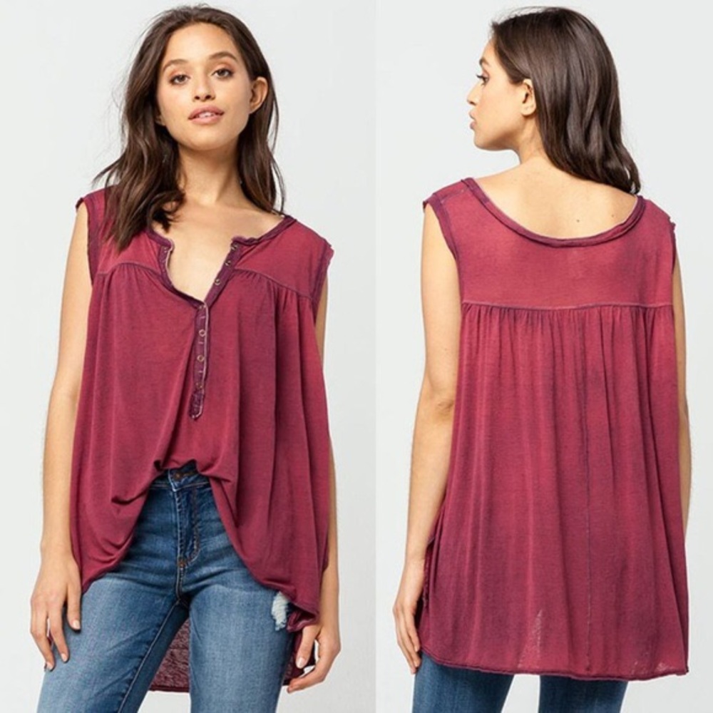FREE PEOPLE We The Free Hudson Henley Tank Top